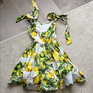 Lemon Print Sundress with Bow Straps